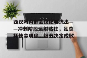 爱游戏入口-包含西汉姆内部会议纪要流出——冲刺阶段远射贴柱，足总杯使命明确，细节决定成败的词条